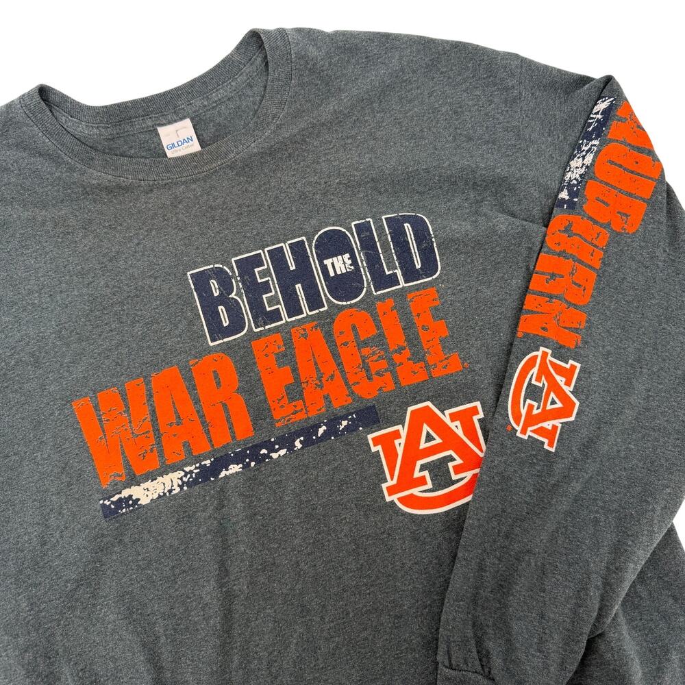 Vintage Auburn Tigers War Eagle Long Sleeve Size XL T-Shirt Gray/Orange Graphics